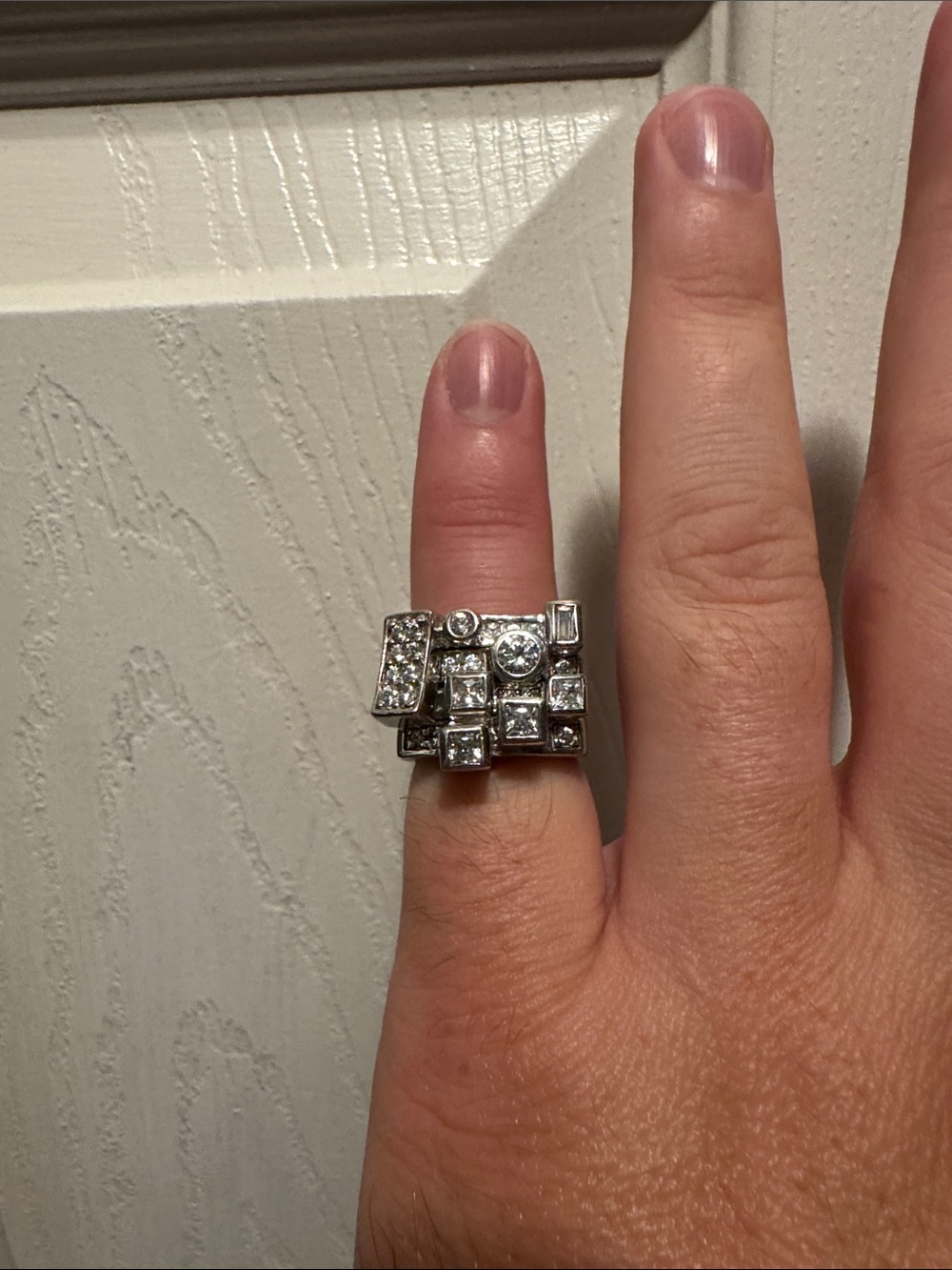 Silver-Tone Crystal Geometric Statement Ring - Clear 4 rings can be worn manyway